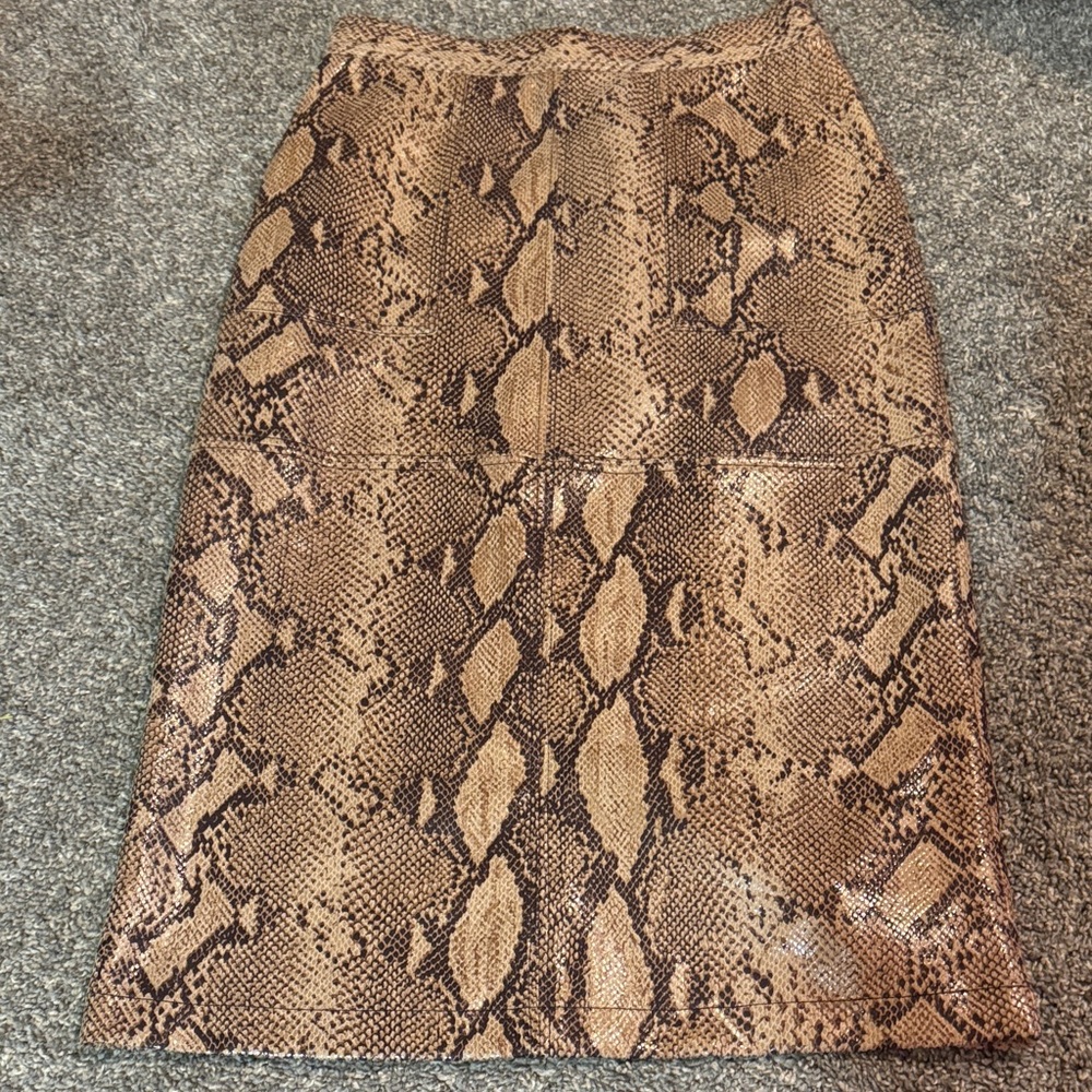EUC Anthropologie Brown Snakeskin Print Midi Pencil Skirt